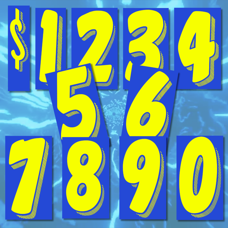 11.5" Blue/Yellow Number Decals