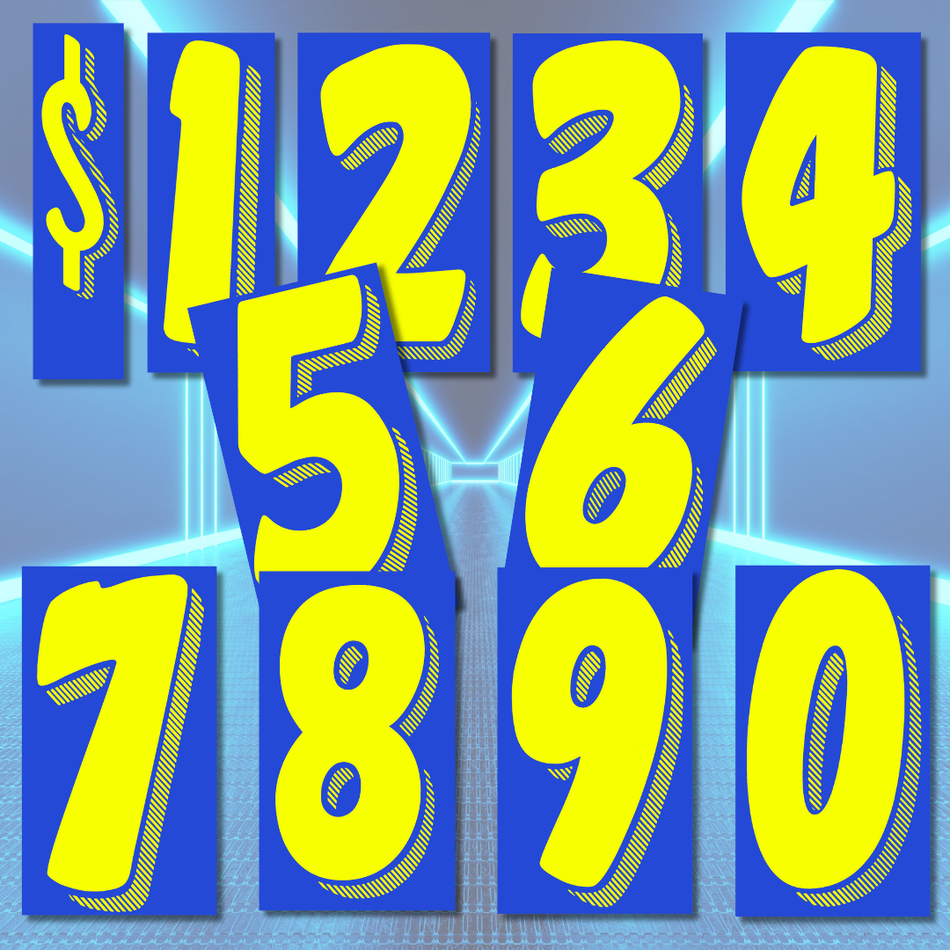 7.5" Blue/Yellow Number Decals