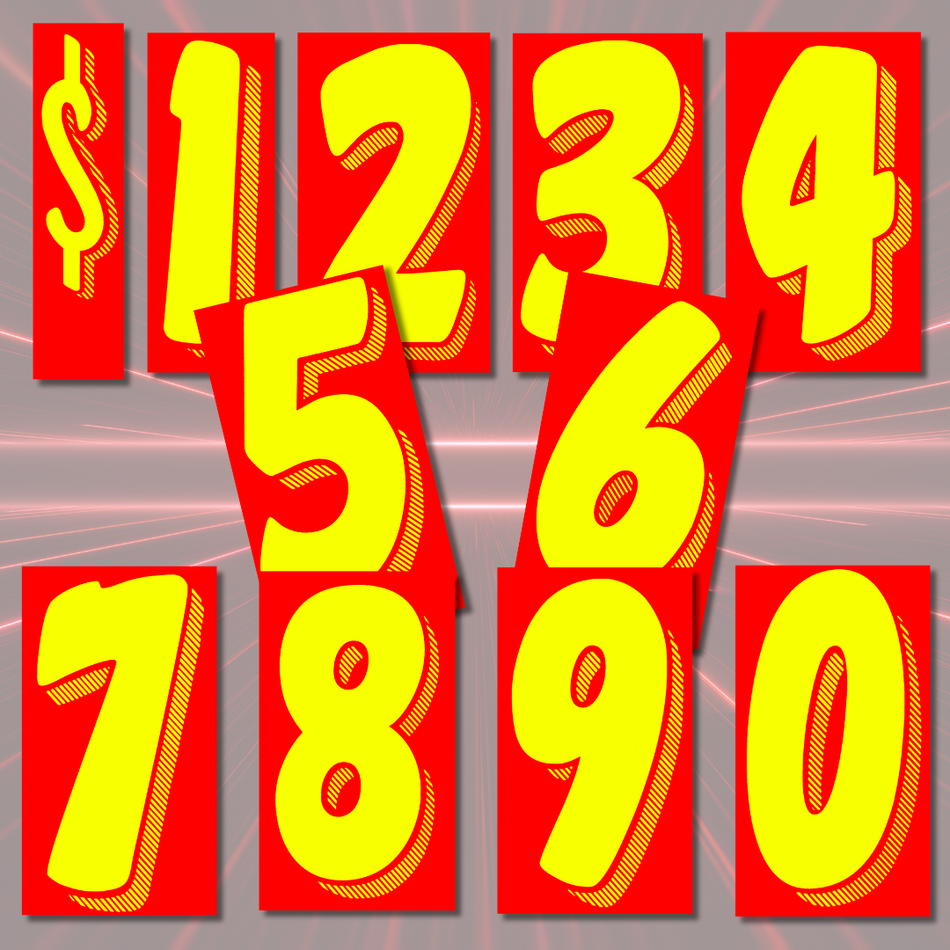 7.5" Red/Yellow Number Decals