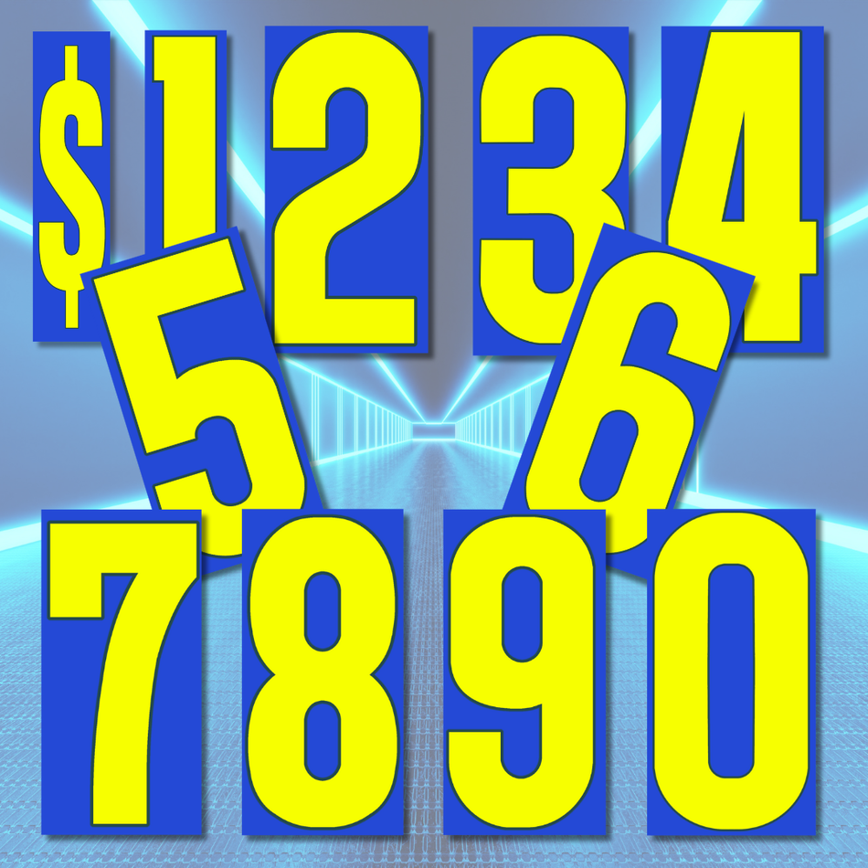 9.5" Blue/Yellow Number Decals