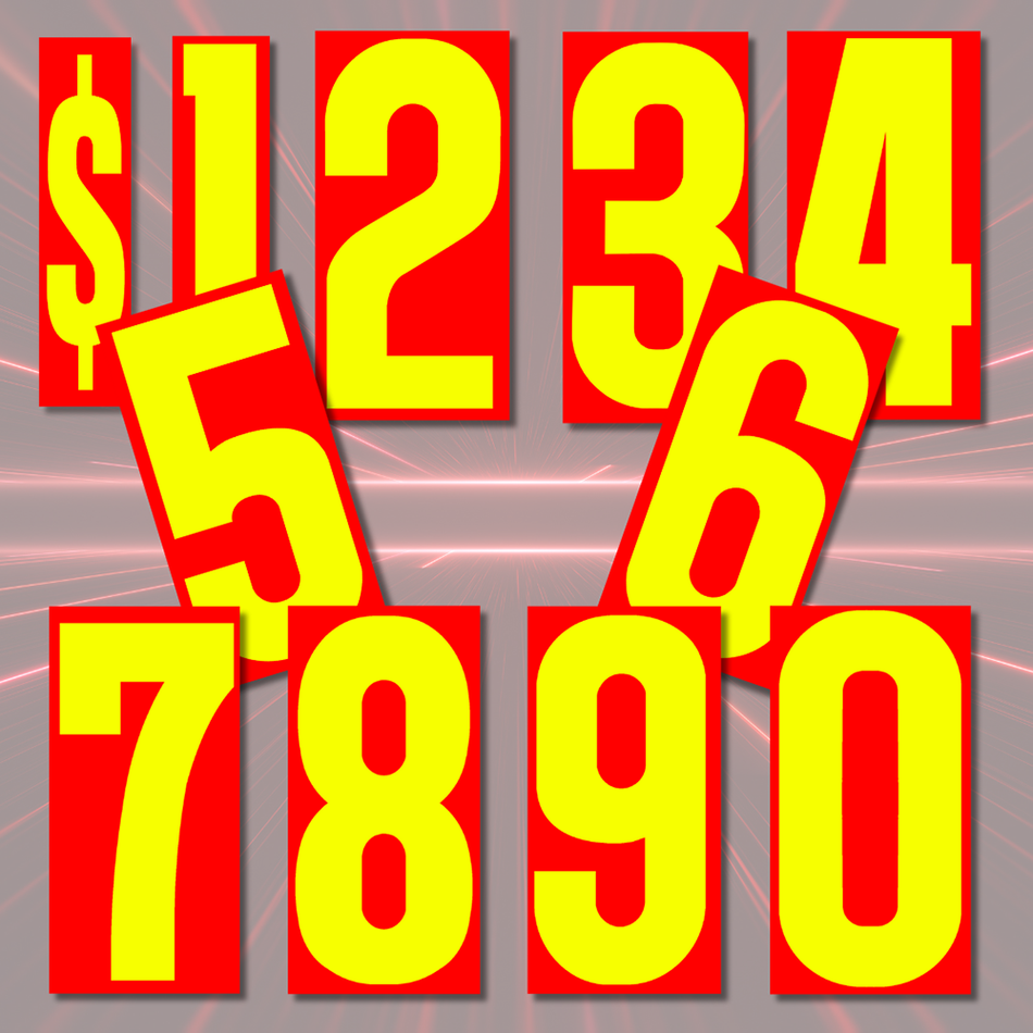 9.5" Red/Yellow Number Decals