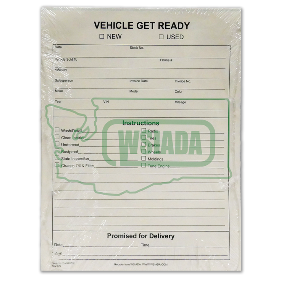 Vehicle Get Ready Form
