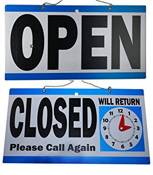 Business Hours Sign Blue (Reversible)