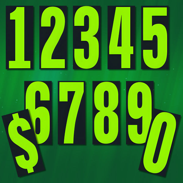5.5" Black/Chartreuse Number Decals