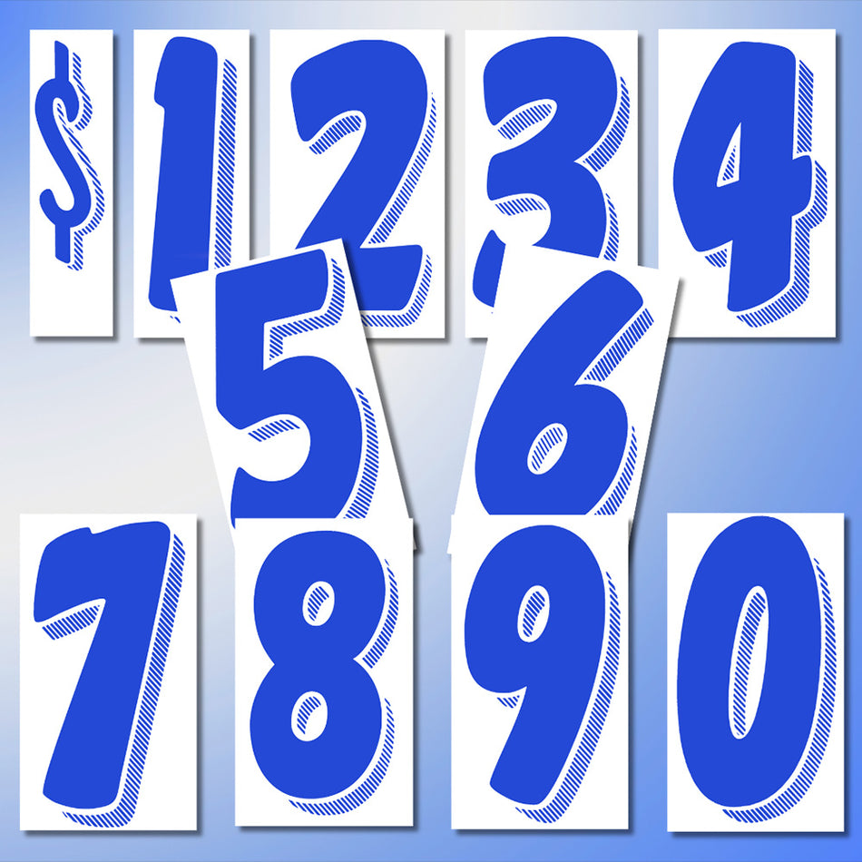 7.5" Blue/White Number Decals