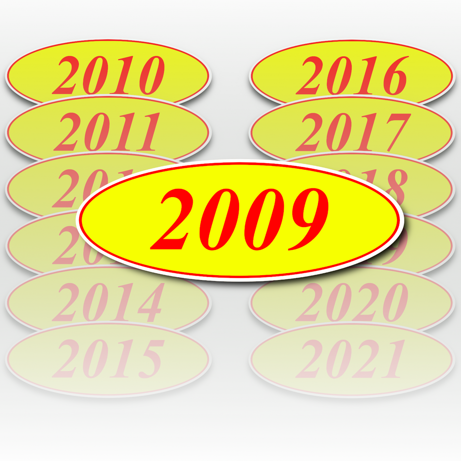 Yellow/Red Oval Model Year