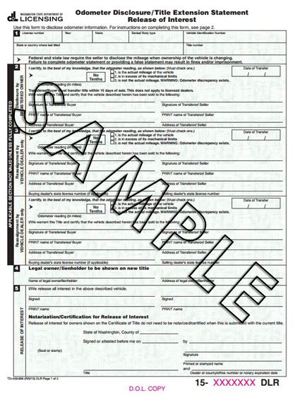 Continuous Version - Odometer Disclosure Form
