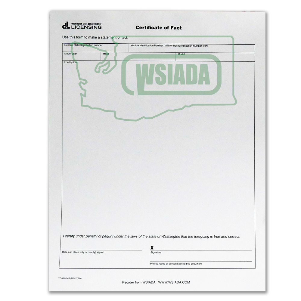 Certificate of Fact -Washington – WSIADA