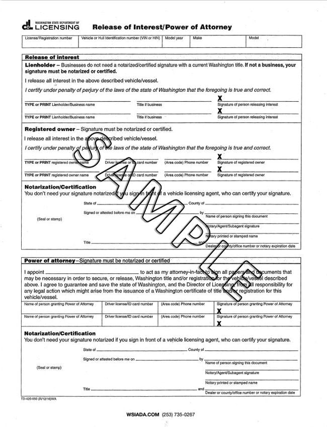 Release of Interest/Power of Attorney