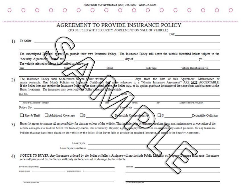 Agreement to Provide Insurance Policy
