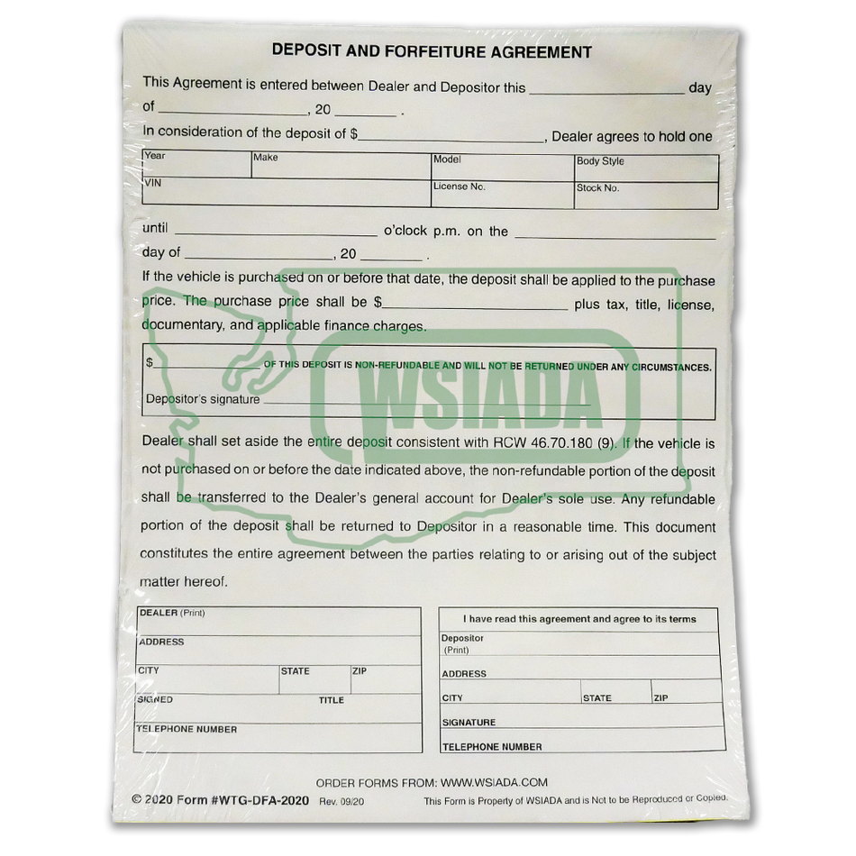 Deposit & Forfeiture Agreement