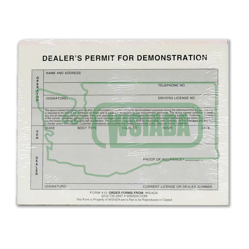 Dealer's Permit (for Demonstration)