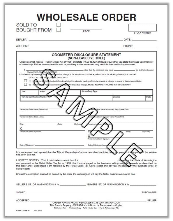 Wholesale Order Forms