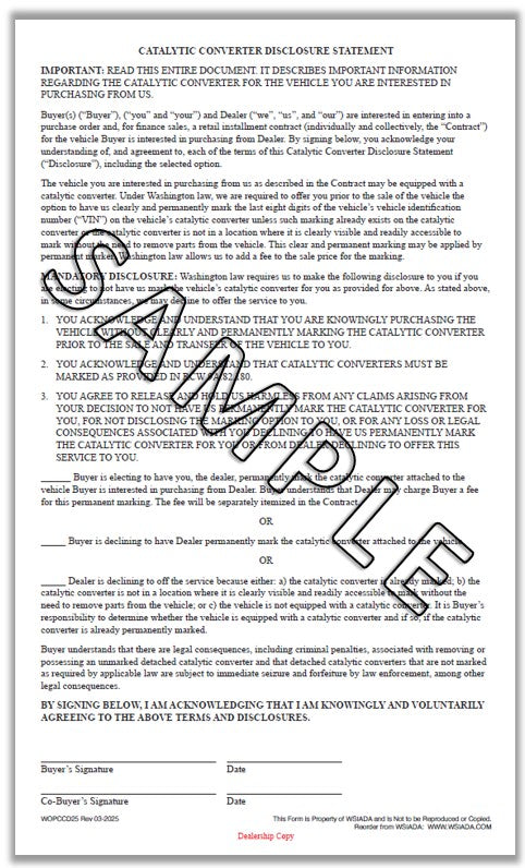 Catalytic Converter Disclaimer